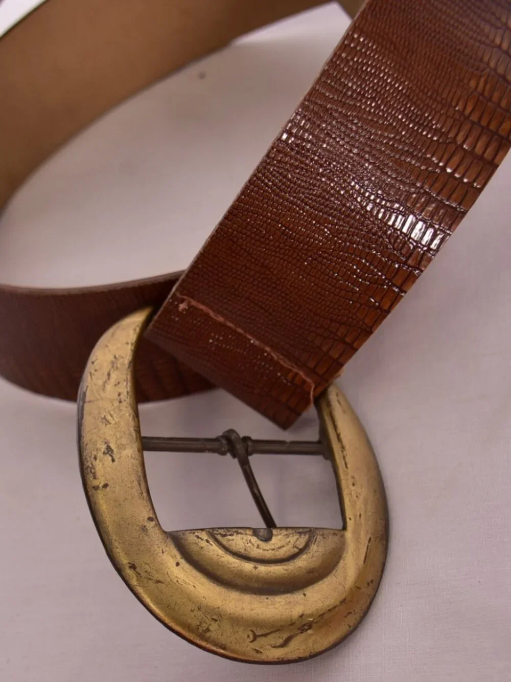 Brown 2 Inch Belt With Gold Buckle